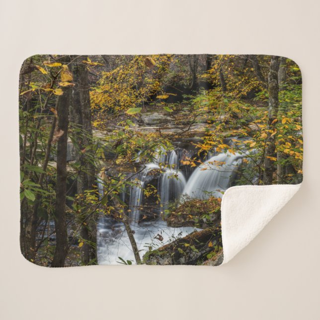 Dunloup Creek Falls | West Virginia Sherpa Blanket (Front (Horizontal))