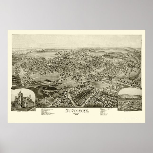 Dunmore, PA Panoramic Map - 1892 Poster (Front)