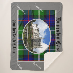 Dunrobin Castle Sutherland Spellings and Tartan Sherpa Blanket