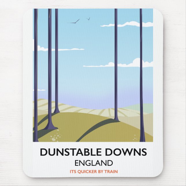 dunstable downs vintage style travel poster mouse pad (Front)