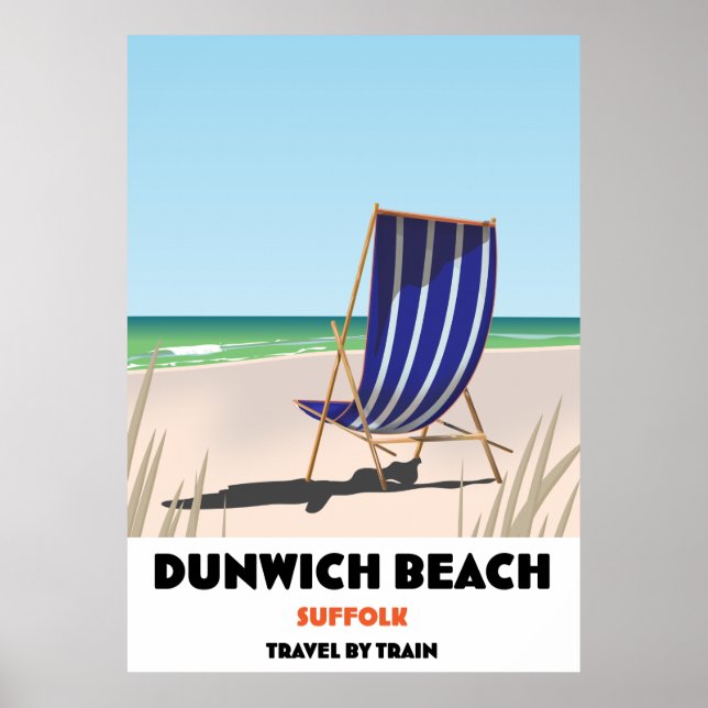 Dunwch Beach Suffolk vintage train poster (Front)