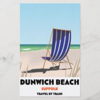 Dunwch Beach Suffolk vintage train poster