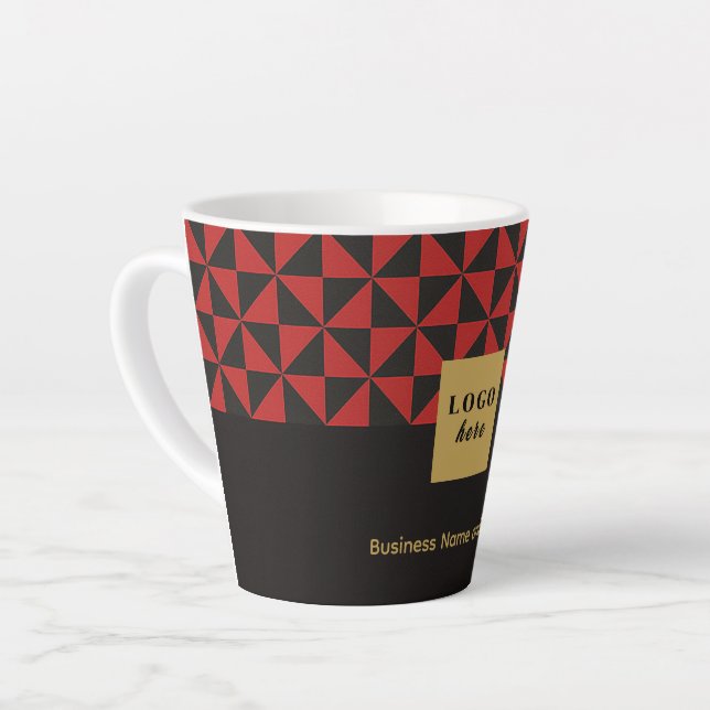 Duo black and crimson red craft - Business Logo Latte Mug (Left Angle)