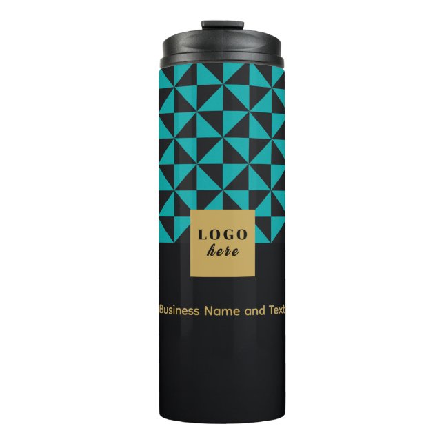 Duo black and teal - Business Logo Thermal Tumbler (Front)