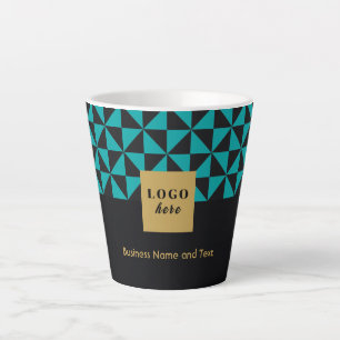 Duo black and teal craft - Business Logo Latte Mug