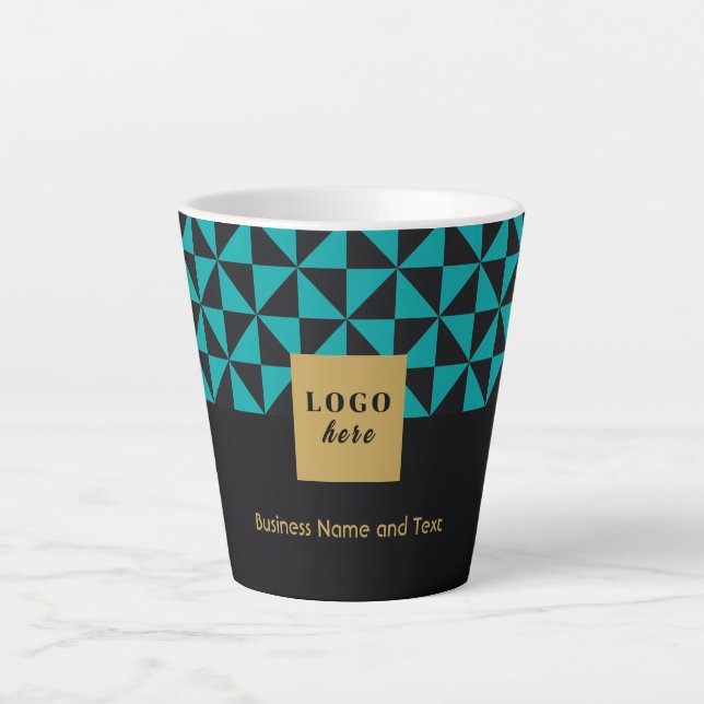 Duo black and teal craft - Business Logo Latte Mug (Front)