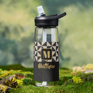 Duo Black & Grey Custom Names Water Bottle