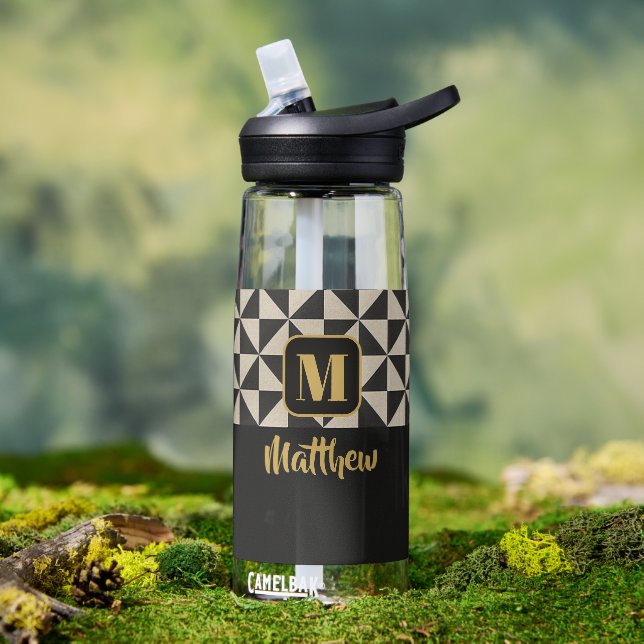Duo Black & Grey Custom Names Water Bottle (Outdoor)