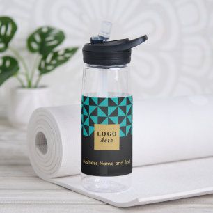 Duo black & teal - Business Logo Water Bottle