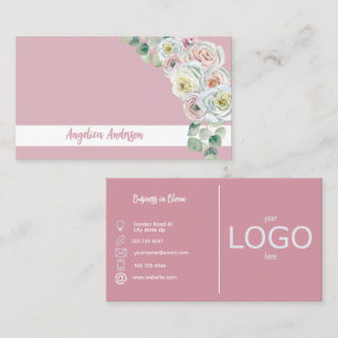 Duo Blush Bloom Floral watercolor Company Logo    Business Card