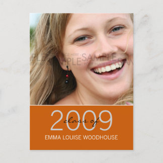 "Duo" Burnt Orange Graduation Invitation Postcard