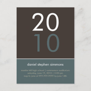 "Duo" Cadet Blue & Tan Graduation Invitation