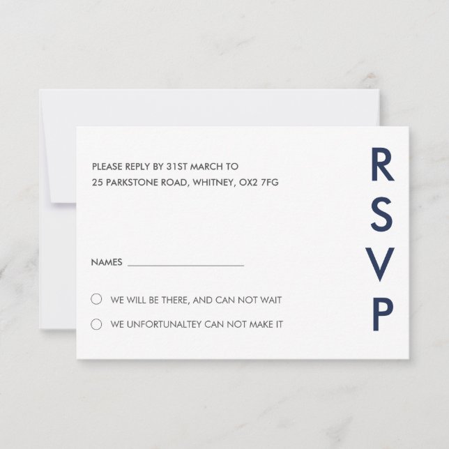 Duo Colour Minimal ﻿Modern Wedding RSVP Card (Front)