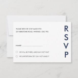 Duo Colour Minimal Modern Wedding RSVP Card