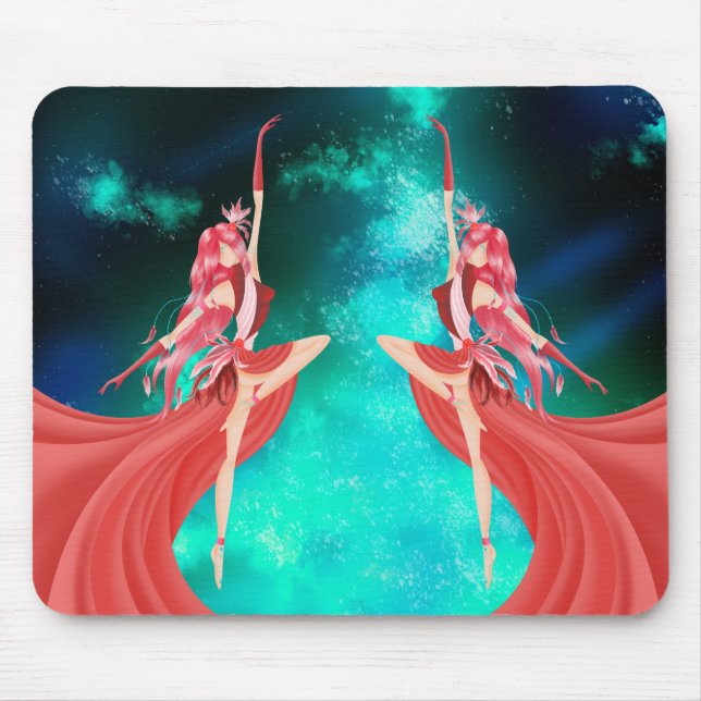 Duo of Ballerina's Dancing Night Sky Mouse Mat (Front)