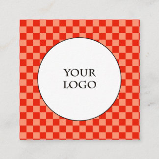 Duo Orange & Light Orange Buffalo Plaid & Logo Square Business Card