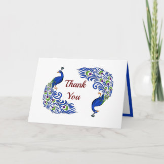 Duo Peacock Folded Wedding Thank You Cards