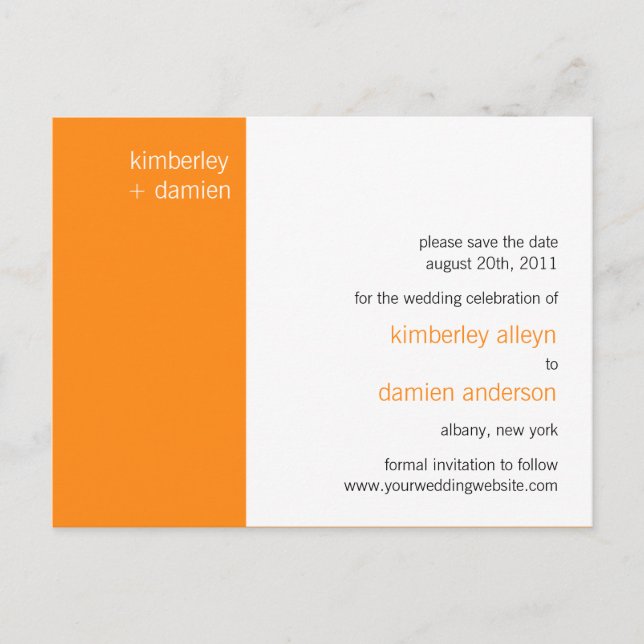 "Duo" Satsuma Save the Date Postcard (Front)