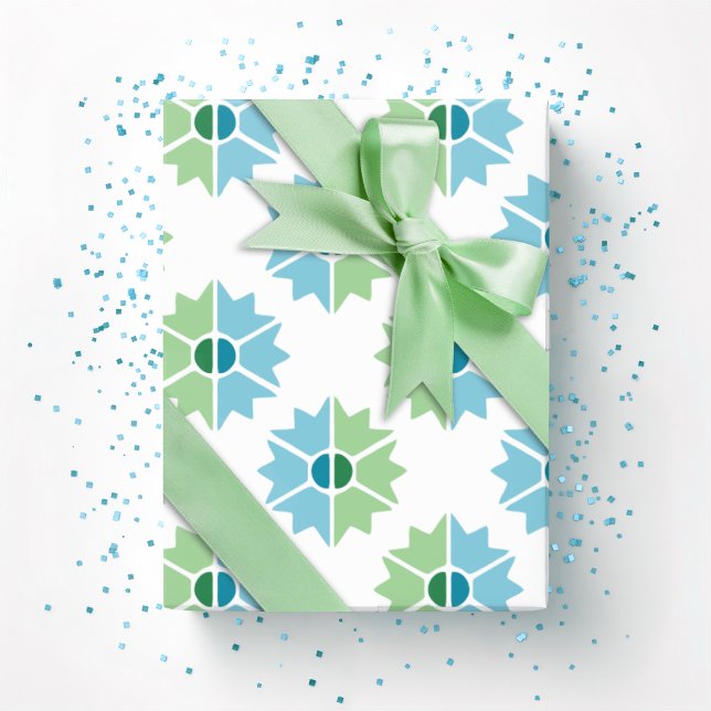 Duo Starburst in Green and Aqua Wrapping Paper (Creator Uploaded)