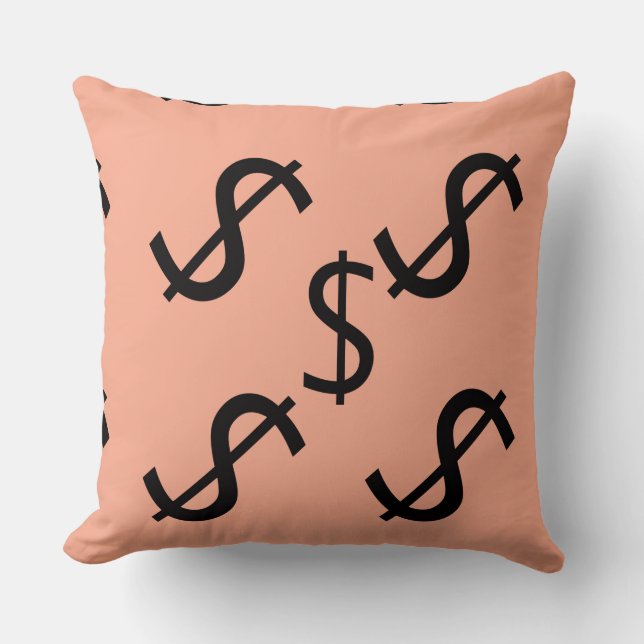 Duo Tone Dollar $ign Peach Pale Green  Cushion (Front)