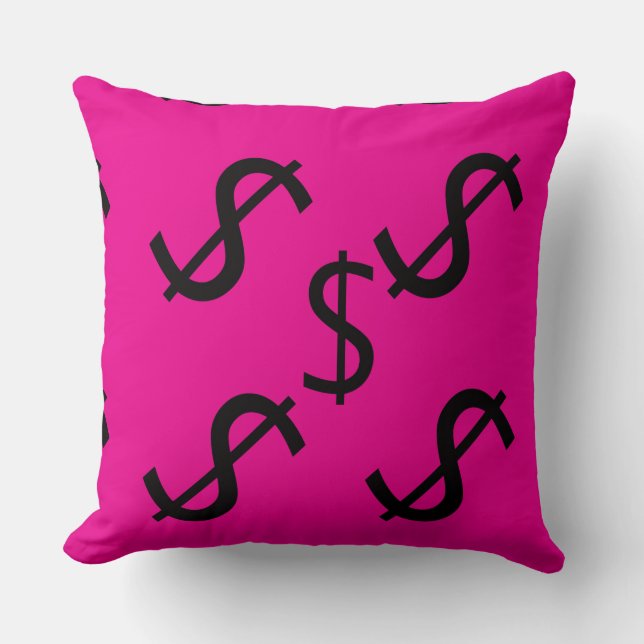 Duo Tone Dollar $ign Pink Red  Cushion (Front)
