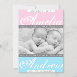 Duo Tones, Twin Birth Announcement