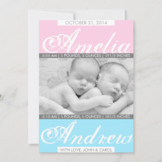 Duo Tones, Twin Birth Announcement