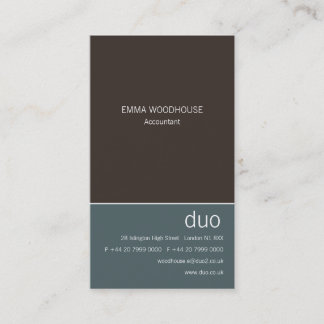 Duo Vertical Cadet Blue & Brown Business Card