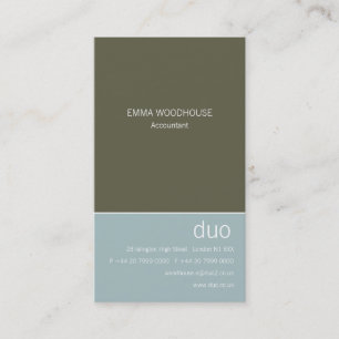 Duo Vertical Light Blue & Dark Olive Business Card