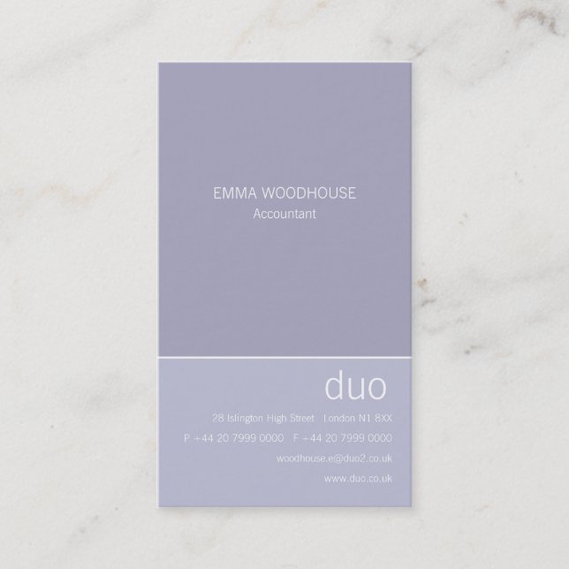Duo Vertical Light Steel Blue Business Card (Front)