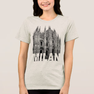 Duomo Cathedral Church of Milan, Lombardy on a Tri-Blend Shirt