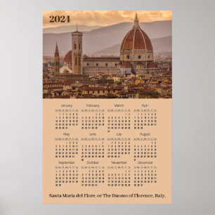 Duomo de Firenze, Florence Italy 2024 Calendar Poster