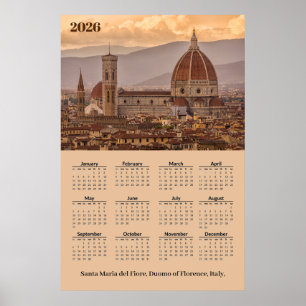 Duomo de Firenze, Florence Italy 2026 Calendar Poster