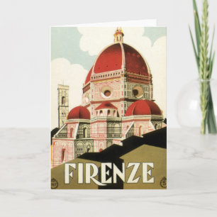 Duomo in Firenze Florence Italy Vintage Travel Art Card