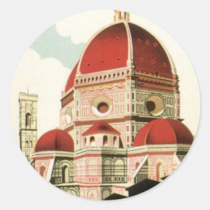 Duomo in Firenze Florence Italy Vintage Travel Art Classic Round Sticker