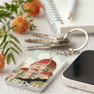 Duomo in Firenze Florence Italy Vintage Travel Art Key Ring