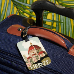 Duomo in Firenze Florence Italy Vintage Travel Art Luggage Tag