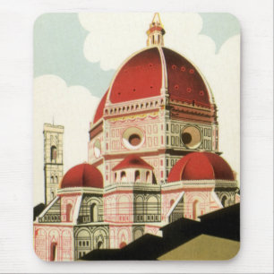 Duomo in Firenze Florence Italy Vintage Travel Art Mouse Pad