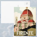 Duomo in Firenze Florence Italy Vintage Travel Art Postcard<br><div class="desc">Vintage illustration European travel poster or luggage label from Florence,  Italy featuring the Cattedrale di Santa Maria del Fiore,  Florence's Cathedral or Duomo. Classic Italian religious architecture.</div>