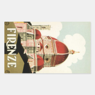 Duomo in Firenze Florence Italy Vintage Travel Art Rectangular Sticker