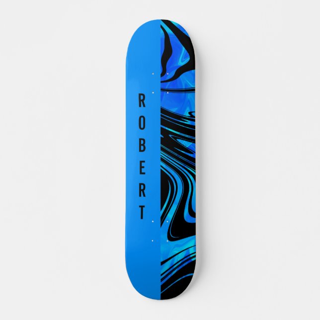 Duotone Block and Swirl Blue Skateboard (Front)
