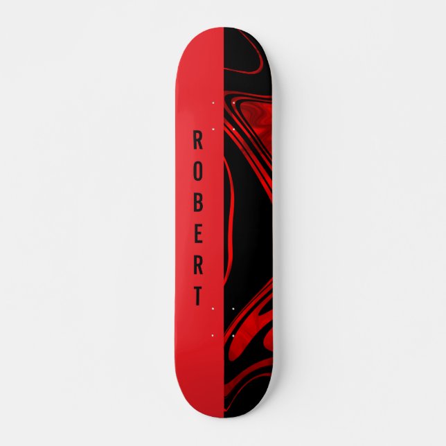 Duotone Block and Swirl Red  Skateboard (Front)
