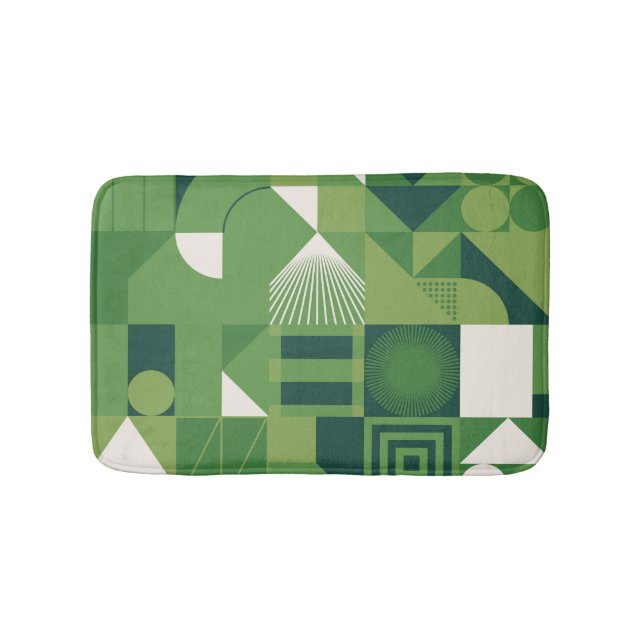 Duotone digital collage, geometric elements bath mat (Front)