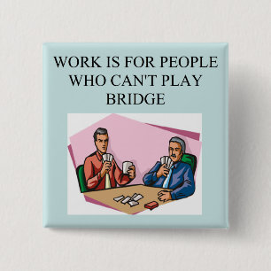 duplicate bridge game player 15 cm square badge