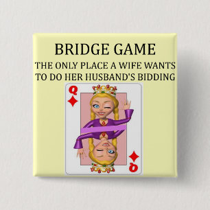 duplicate bridge game player 15 cm square badge