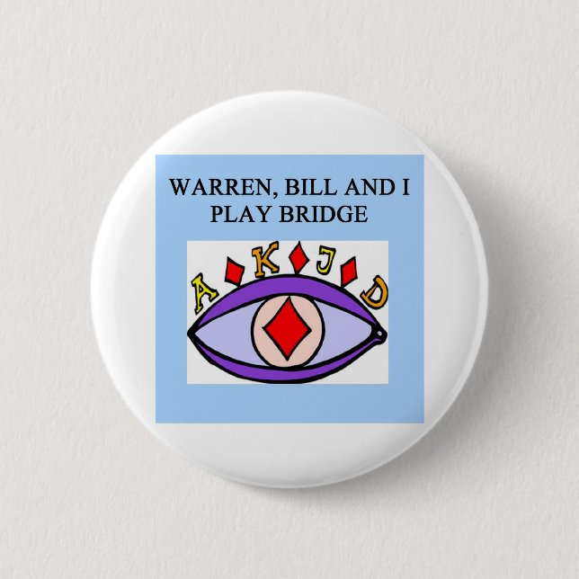duplicate bridge game player 6 cm round badge (Front)
