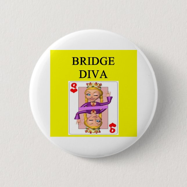 duplicate bridge game player 6 cm round badge (Front)