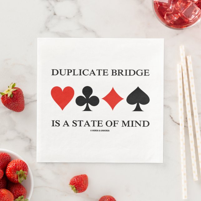 Duplicate Bridge Is A State Of Mind Card Suits Napkin (Insitu)