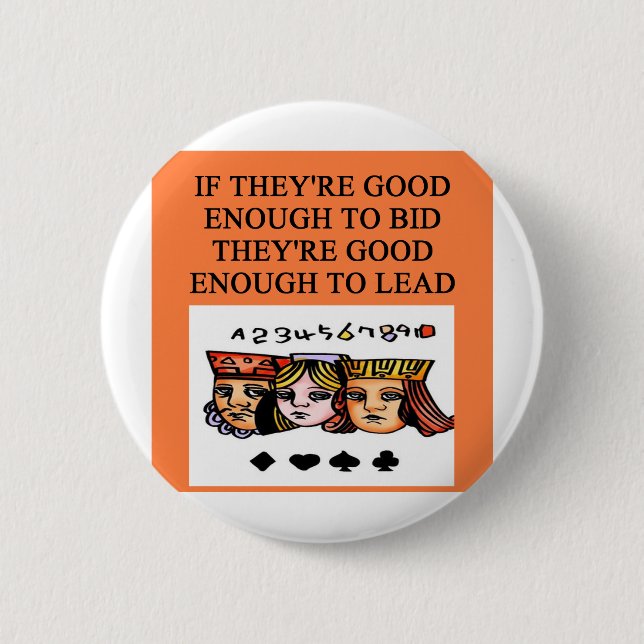 duplicate bridge joke 6 cm round badge (Front)