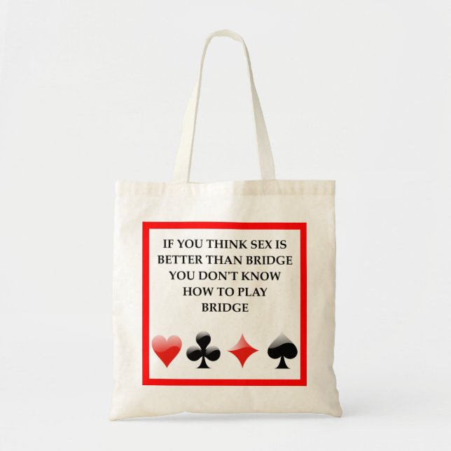 duplicate bridge joke tote bag (Front)